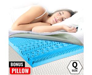 COOL GEL Memory Foam Mattress Bed Topper Queen BAMBOO Fabric Cover *10 Zone 5CM