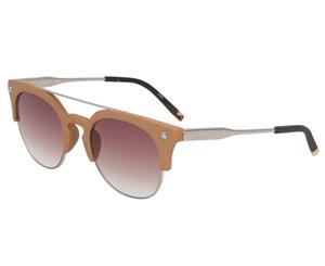 Calvin Klein Half-Rim Round Sunglasses - Matte Sand/Auburn