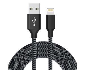 Catzon 1M 2M 3M Several Packs WH iPhone Cable Phone Charger Nylon Braided Fast Charger Cable USB Cord -Black Grey