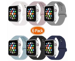 Catzon 6 Packs A Sport Band Watch Band 38MM 42MM 40MM 44MM Soft Silicone Sport Strap 2018 Watch Series 4/3/2/1