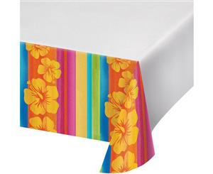 Creative Converting 108In Aloha Summer Printed Plastic Tablecover (White/Multicoloured) - SG16339