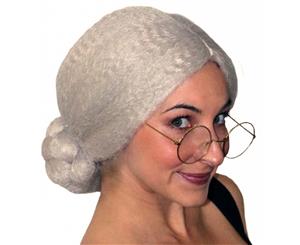 Deluxe Granny Mrs Claus Wig - Grey with Bun