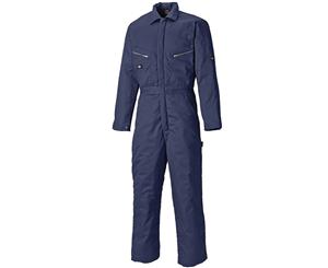 Dickies Mens Lined Quilted Warm Elasticated Work Coveralls - Navy Blue