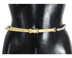 Dolce & Gabbana Yellow Leather Clear Crystal Waist Belt