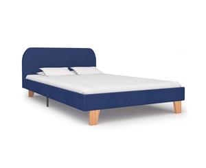 Double Bed Frame Blue Fabric Mattress Platform Bedroom Base Furniture