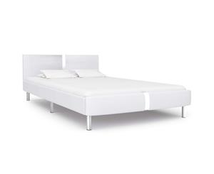 Double Bed Frame White Upholstered Bed Platform Base Bedroom Furniture