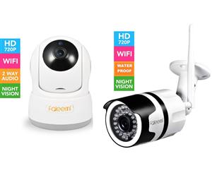 Faleemi WIFI Camera IP Camera Wireless Camera Home Security Camera HD 720P 1 Indoor 1 Outdoor Bundle