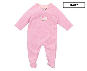 Fox & Finch Baby Whimsical Velour Romper - Pink Marle