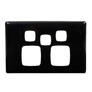 HPM LINEA Double Powerpoint With Extra Hole Coverplate - Black