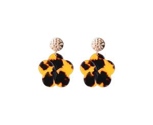 Jewelcity Sunkissed Womens/Ladies Hanging Floral Earrings (Brown/Gold) - JW957