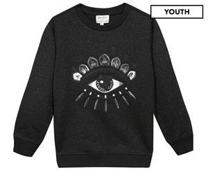 KENZO Girls' Eye Embroidered Sweatshirt - Black/Silver