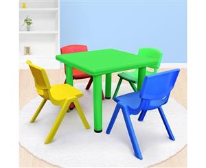 Kid's Adjustable Mixed Square Table with 4 Chairs Set With Green Table
