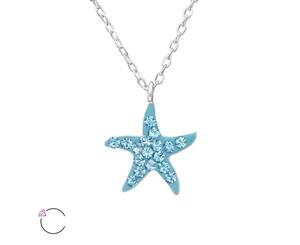 Kid's Sterling Silver Starfish Necklace Swarovski Crystals