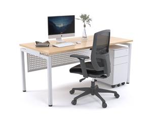 Literail Office Desk White Floating Sqaure Leg [1600L x 800W] - maple white modesty
