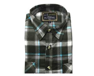 Men's Flannelette Shirt Check Vintage Long Sleeve - 86 (Half Placket)