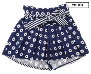 Monnalisa Girls' Floral Skirt - Dark Blue