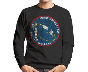 NASA Apollo 9 Mission Badge Distressed Men's Sweatshirt - Black