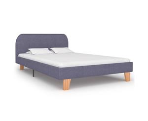 Queen Bed Frame Light Grey Fabric Mattress Platform Bedroom Furniture
