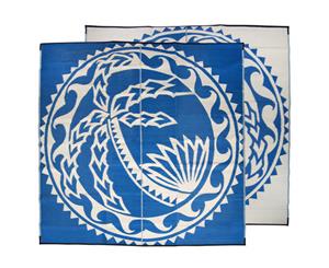 Recycled Plastic Mat | Samoa Aa I Faga Design | 3m Square Blue & White