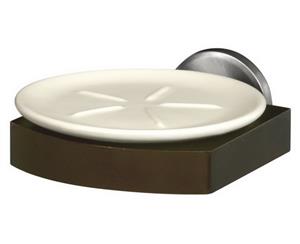 Solid Wood and Zamak Wall Mounted Grip + Ceramics Soap Dish Plate