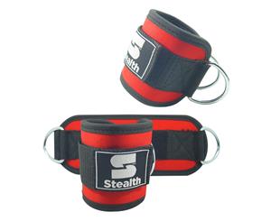 Stealth Sports Ankle D Ring Straps 4" Wide - Red