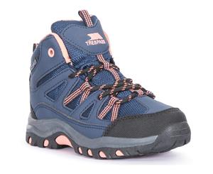 Trespass Boys Gillon Breathable Durable Laced Walking Boots - NAVY/NEON CORAL