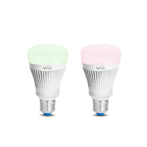 WiZ A60 E27 800lm Colour Adjustable Wi-Fi Smart Lamp - Twin Pack