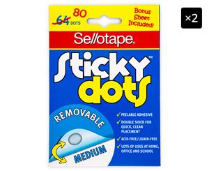 2 x Sellotape Removable Sticky Dots 80-Pack