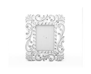 24cm x 20cm White Wash Hand Carved Photo Frame Indonesian Style for 4x6" Prints - White Wash