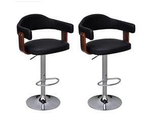 2x Bar Stools with Bentwood Frame Height Adjustable Dining Chairs