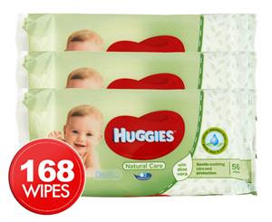 3 x Huggies Natural Care Baby Wipes 56pk