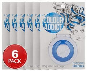 6 x Colour Addict Temporary Hair Chalk Disc 3.5g - Blue