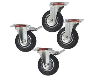 AB Tools 5" (125mm) Rubber Swivel and Swivel With Brake Castor Wheel (4Pack) CST07_08