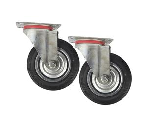 AB Tools 6" (150mm) Rubber Swivel Castor Wheels Trolley Furniture Caster (2 Pack) CST010