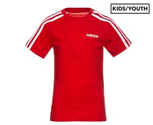 Adidas Youth Essentials 3-Stripe Tee / T-Shirt / Tshirt - Scarlet/White