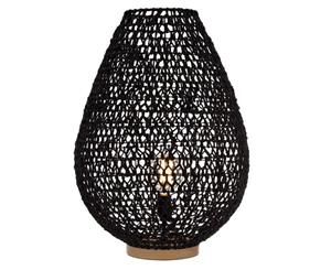 Amalfi Lonsdale Metal Paper Rubberwood Handmade 60W Table Lamp Black/Natural