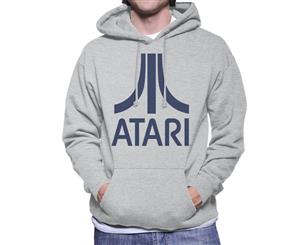 Atari Navy Logo Men's Hooded Sweatshirt - Heather Grey