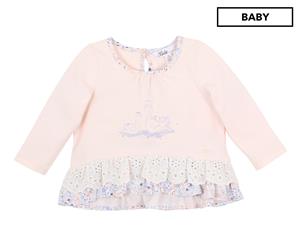 Bb by Minihaha Baby Girls' Viola Swan Top - Barely Pink