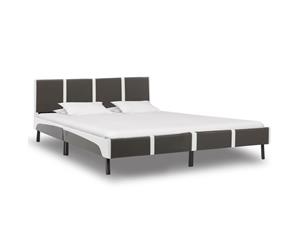 Bed Frame Grey and White Faux Leather King Upholstered Bedroom Base