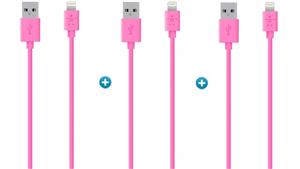 Belkin Mixit Up 3-Pack 1.2m Lightning to USB ChargeSync Cable - Pink