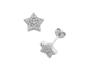 Bevilles Children's Sterling Silver Cubic Zirconia Star Stud Earrings