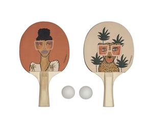 Bouffants & Broken Hearts Jungle Queen Ping Pong Table Tennis Paddles w 2 Balls