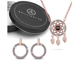 Boxed Rose Gold Plated Necklace and Earrings Set