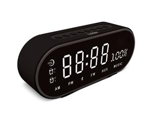 Buddee Bluetooth Speaker Digital Alarm Clock w/ FM Radio/USB Charging/LED/Black