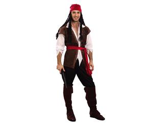 Deluxe Caribbean Pirate Man Costume Adult Halloween Buccaneer Fancy Cosplay