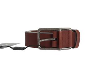 Dolce & Gabbana Brown Leather Logo Silver Buckle Belt