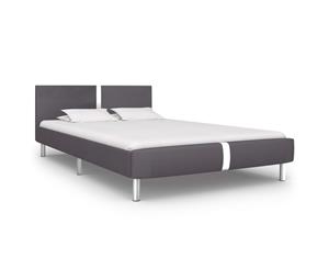 Double Bed Frame Grey Upholstered Bed Platform Base Bedroom Furniture