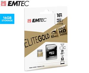 EMTEC 16GB Class 10 Elite Gold Micro SD Card w/ Adapter
