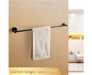Euro Round Matte Black Single Towel Rack Rail Bar Holder 800mm