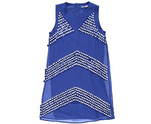 French Connection Girls Stripe Sequin Dress Top - Empire Blue